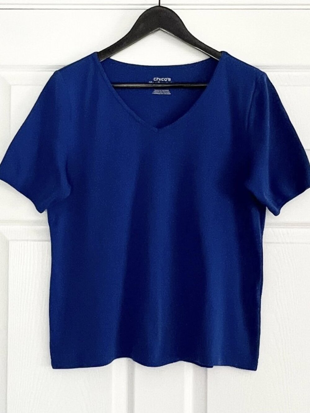 Chico’s The Ultimate Tee short sleeve blue cotton top size 2 (L)